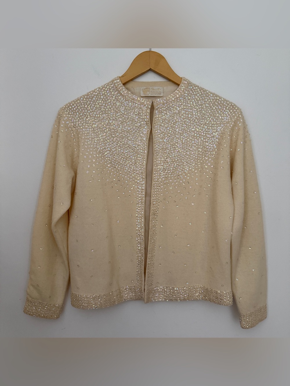 Vintage Cashmere with Sequins Cream Sweater